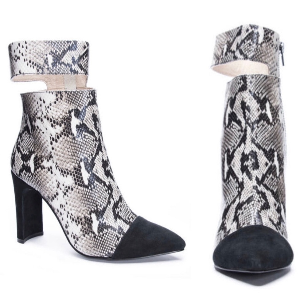 42 Gold Oddity Nashville Kiki Bootie Snakeskin Leather Cut Out Boots Zip-Up